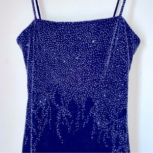 Blue Velvety Crystal Classic Chic Dress size 10
